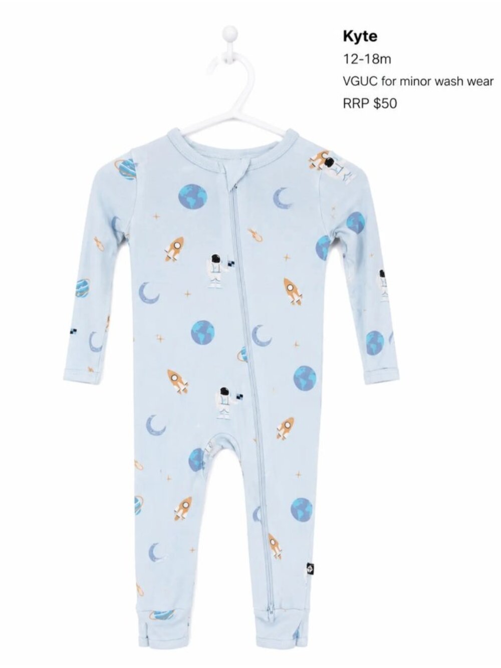 Kyte Astronaut Bamboo Footless Romper 12-18m Bamboo